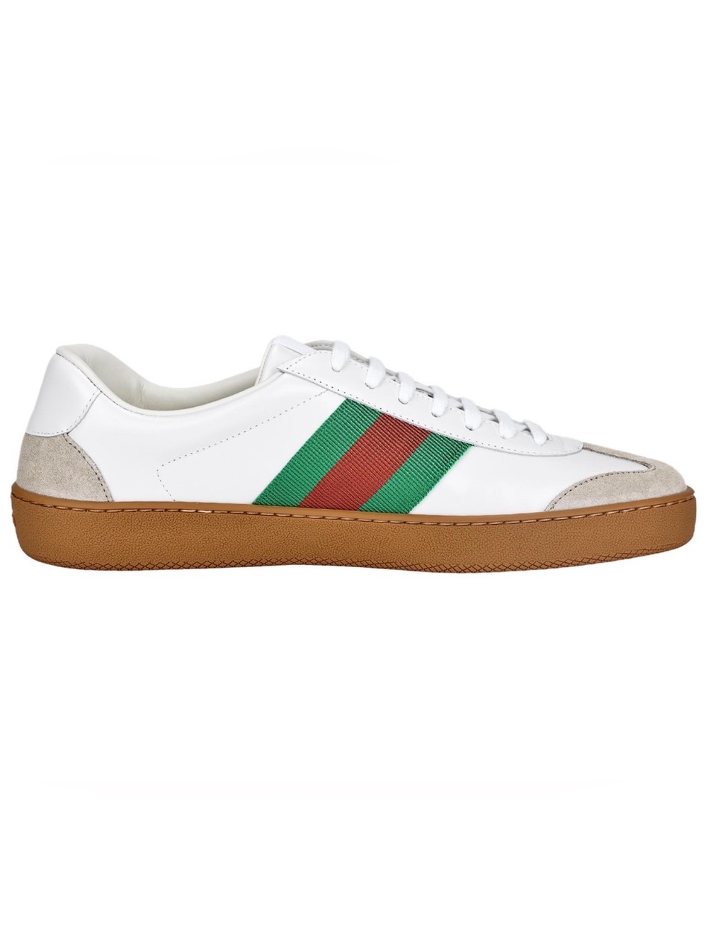 Gucci Authentic White Sneakers with Green and Red Web Stripes NWT